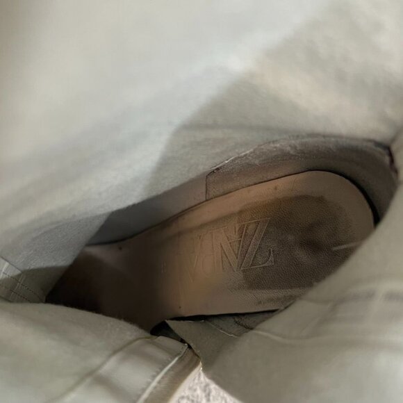 Zara Off White Faux Leather Pointed Toe Ankle High Heel Boots Size 6 - Picture 10 of 14